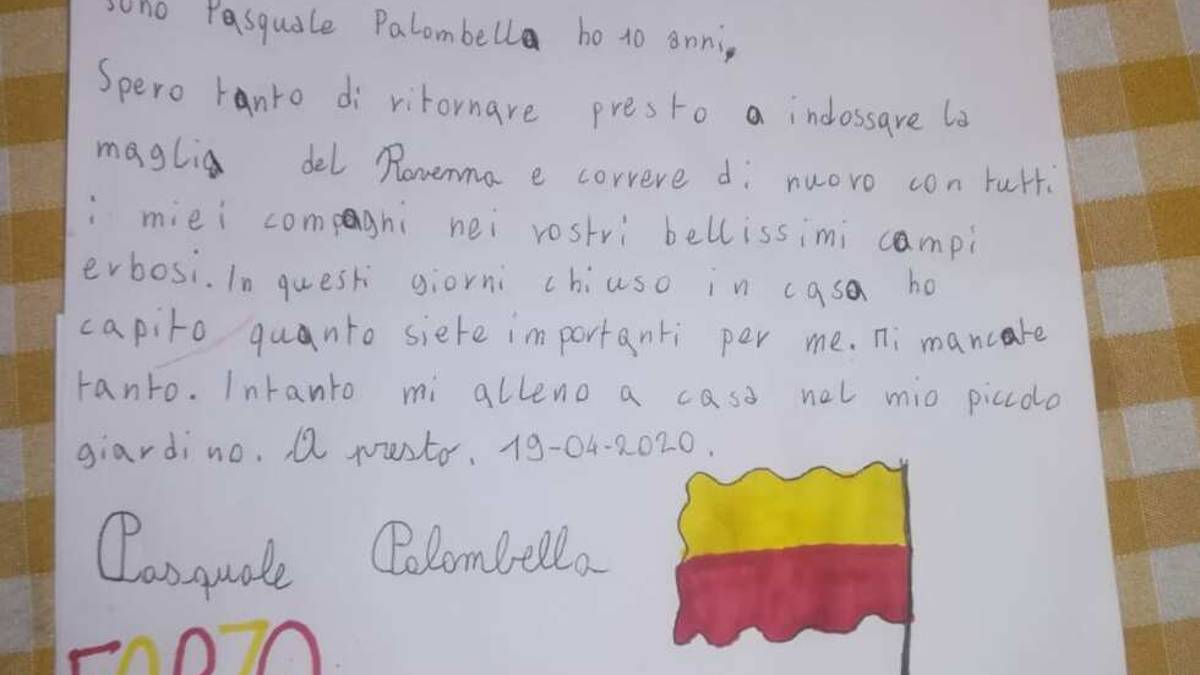 Calcio, Ravenna, ho 10 anni non vedo l'ora di tornare a giocare