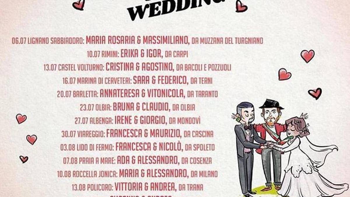 Erika e Igor da Carpi, sposi a Rimini: celebra Jovanotti