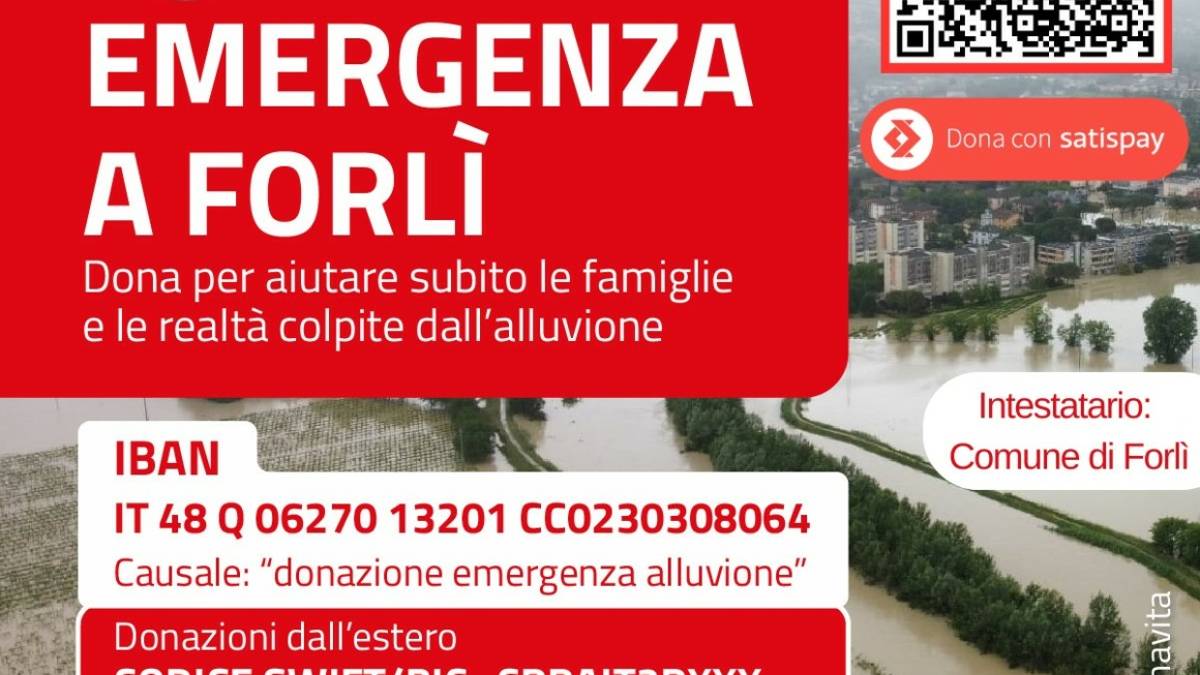 Forlì, alluvione: donazioni anche tramite Satispay