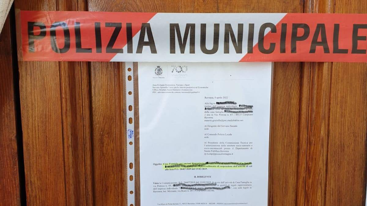 Ravenna, non ottempera alla sospensione attività: denunciata titolare e chiusa casa famiglia per anziani