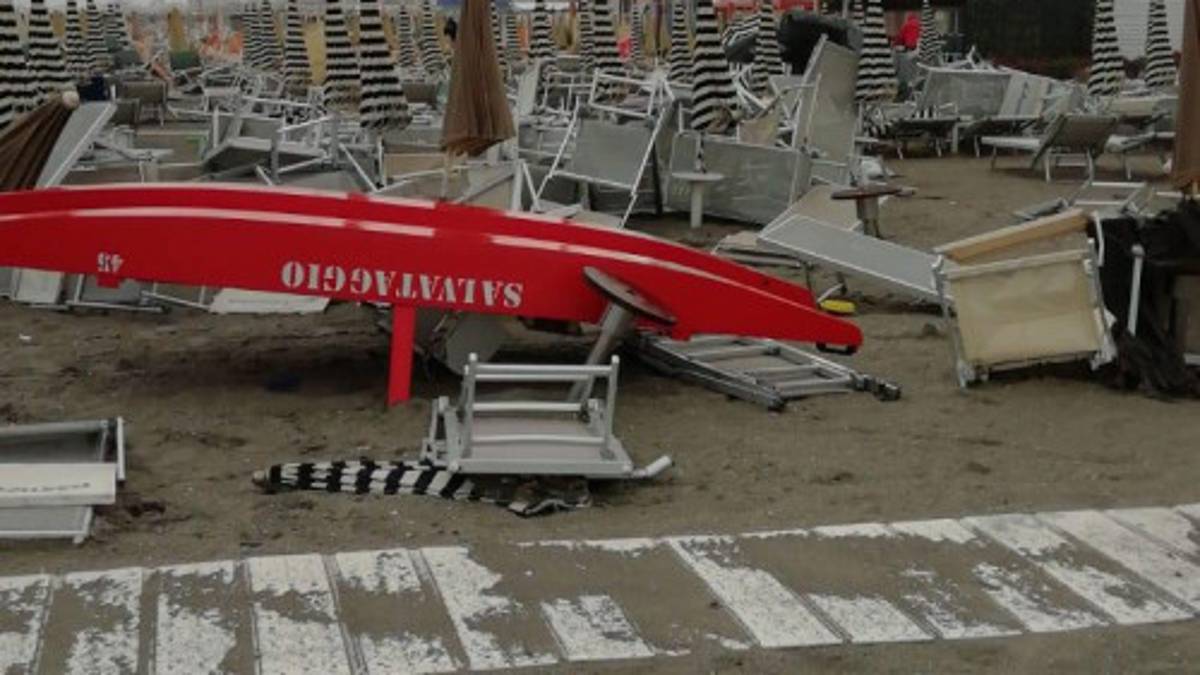 Cervia, il maltempo travolge la spiaggia e fa strage di pini - FOTO E VIDEO