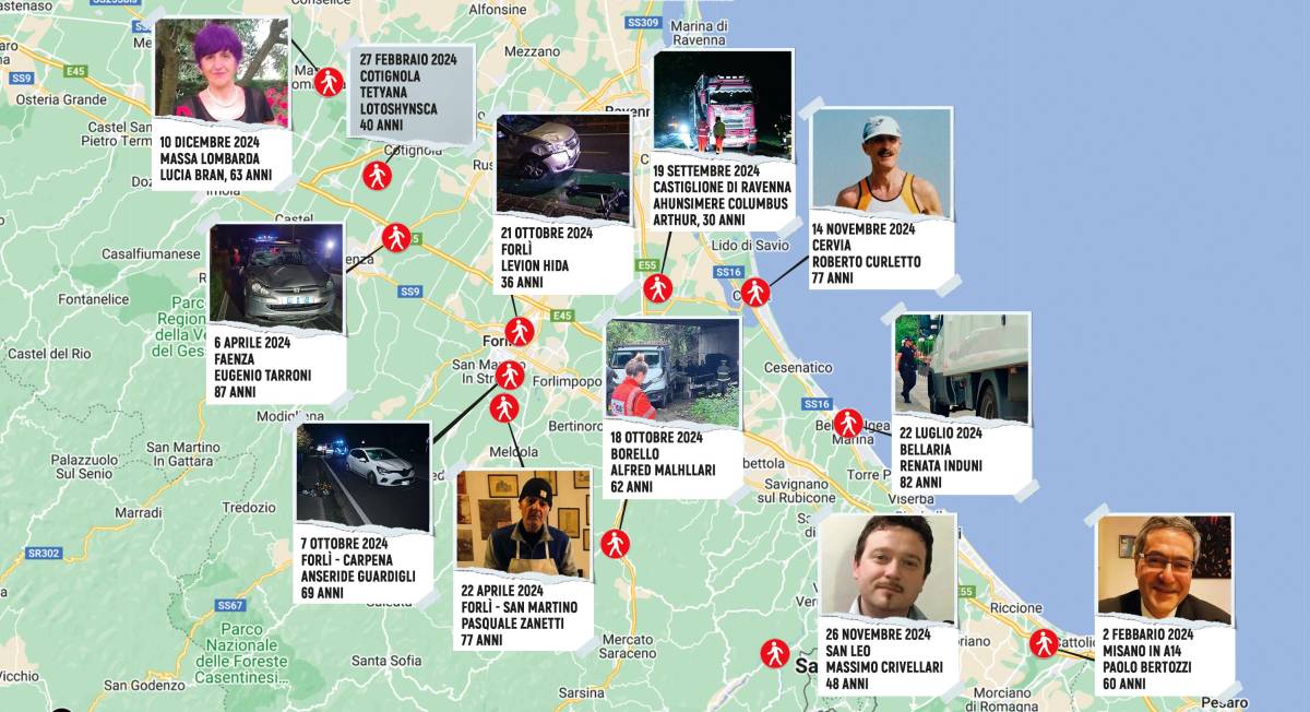 Nel 2024 in Romagna travolti e uccisi 12 pedoni, i morti quadruplicati rispetto al 2023