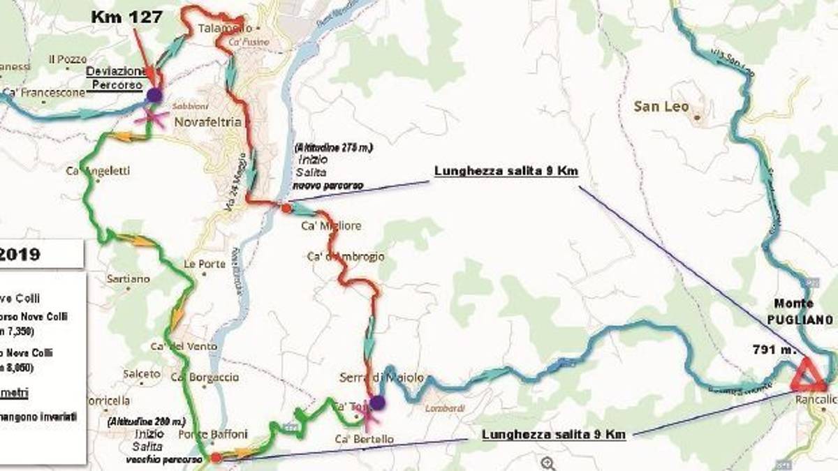 La Nove Colli cambia percorso: sarà più corto di 700 metri