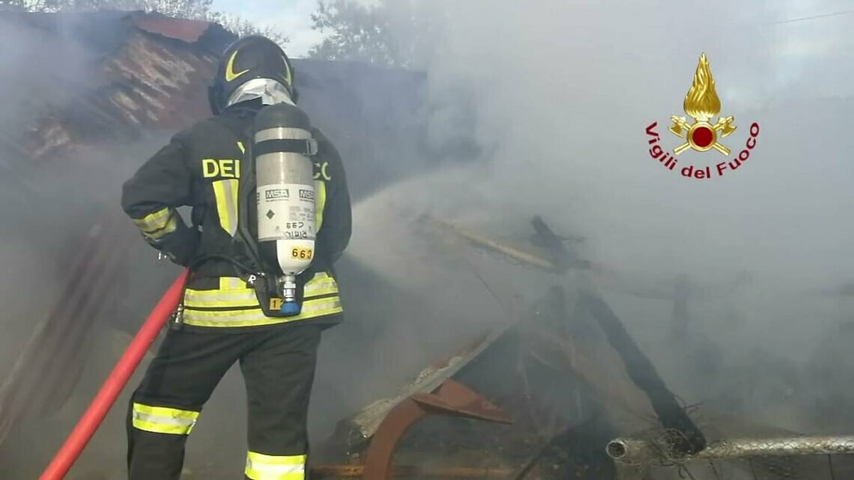 Coriano, incendio in ricovero attrezzi