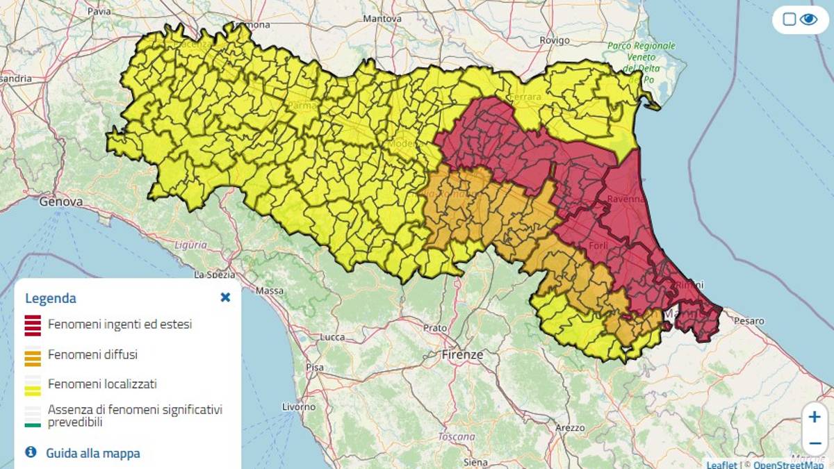 Meteo Romagna, giovedì allerta rossa per temporali e criticità idraulica