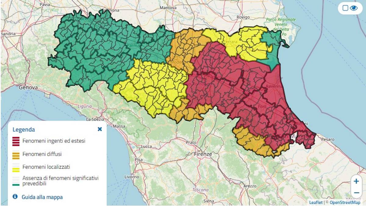 Meteo Romagna, domenica allerta rossa per piene e frane