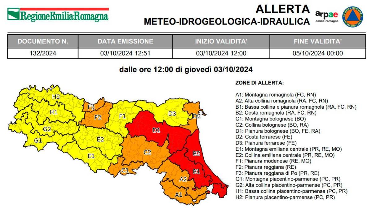 Maltempo in Romagna, allerta rossa per criticità idraulica: “I corsi d’acqua possono superare la soglia 2”