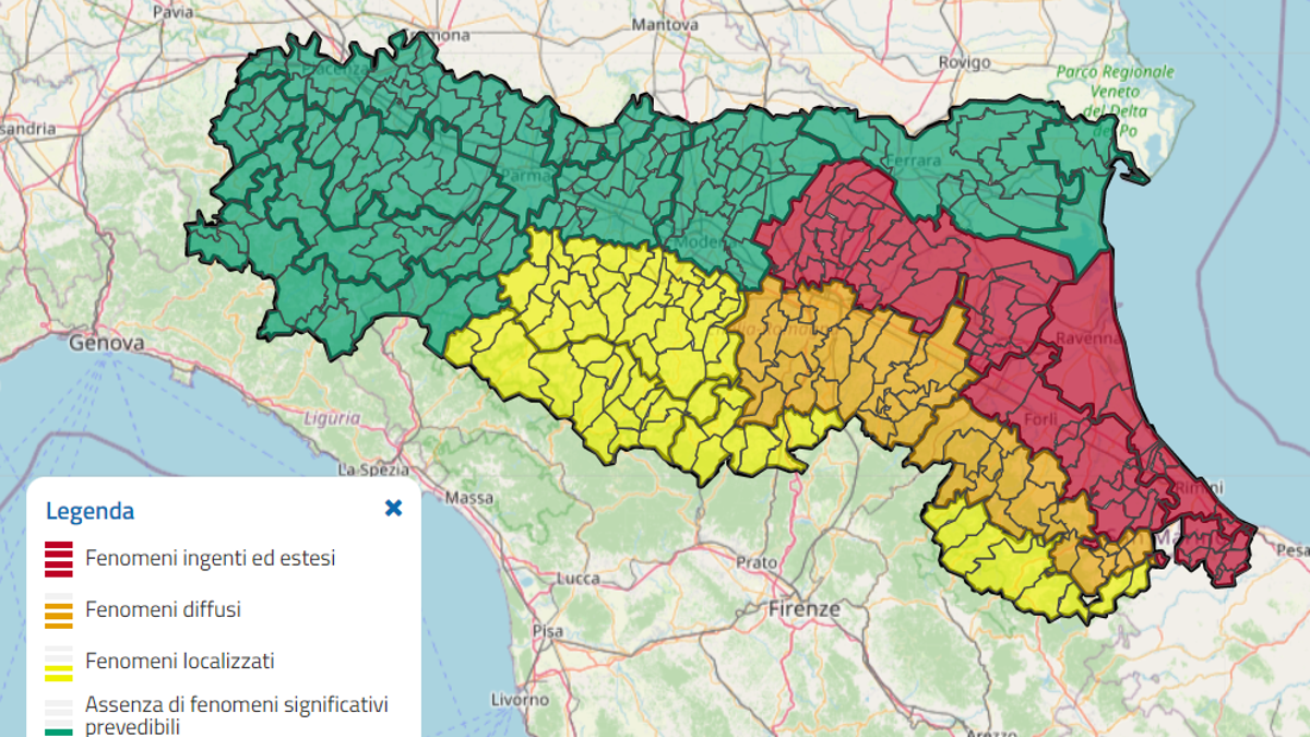 Meteo Romagna, venerdì niente pioggia ma allerta rossa per corsi d'acqua e frane