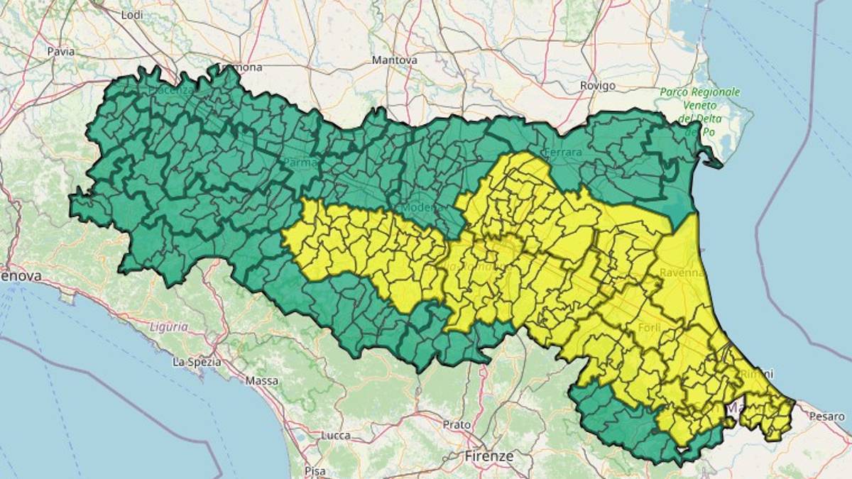 Meteo Romagna, venerdì allerta gialla per temporali