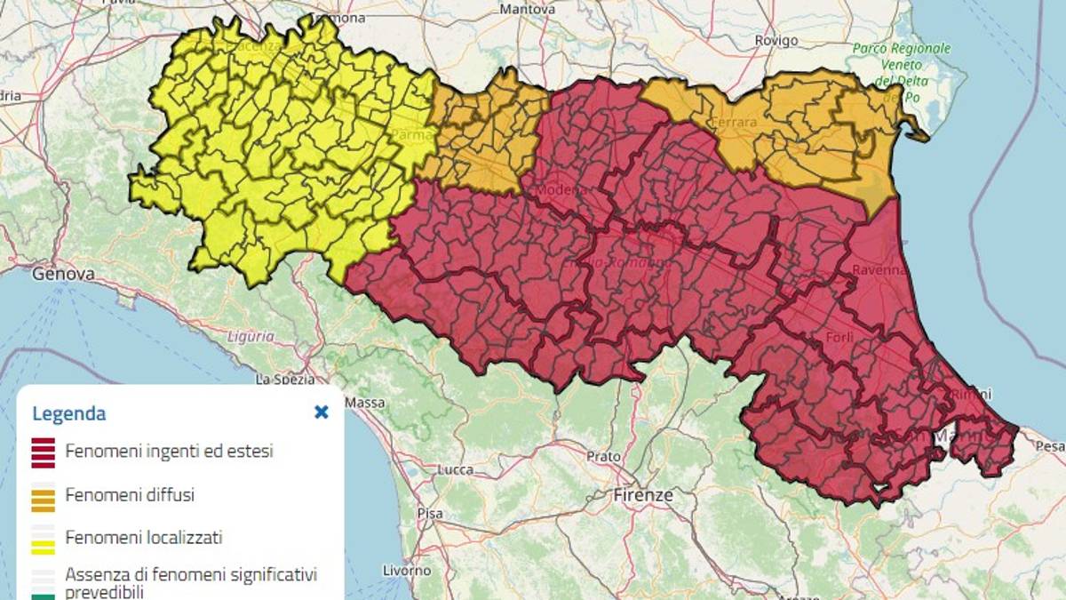 Meteo Romagna, allerta rossa anche mercoledì 17 maggio