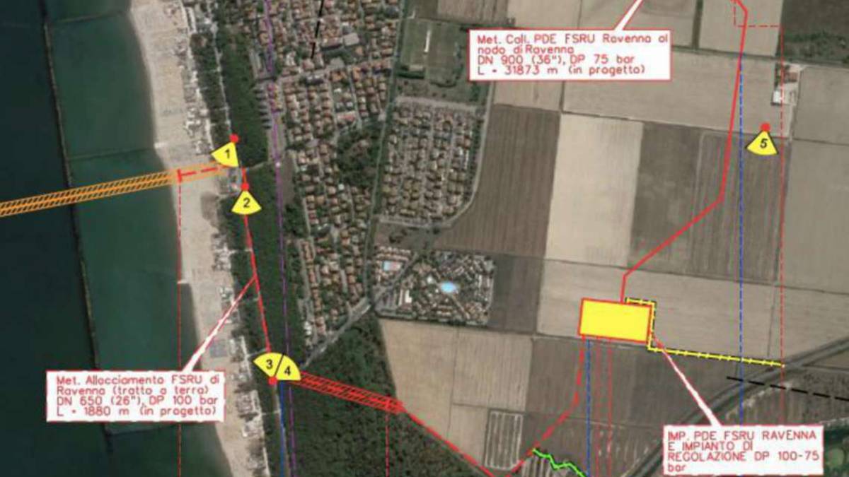 Rigassificatore, ecco il tracciato previsto a Punta Marina