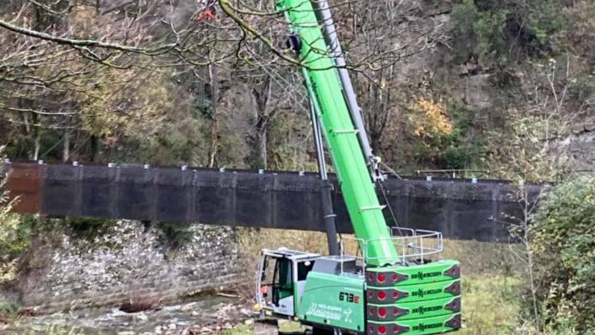 Premilcuore. Installata la passerella dopo l'incidente dell'autogru