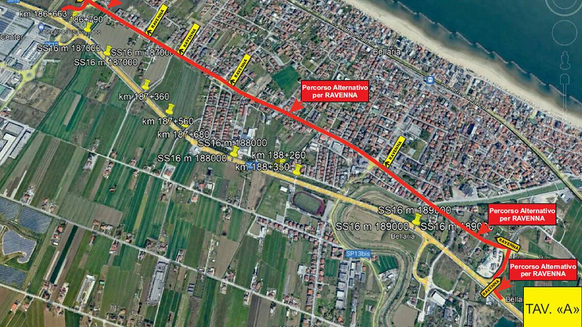 Bellaria, da lunedì l'Anas chiude l'Adriatica: ecco il percorso alternativo