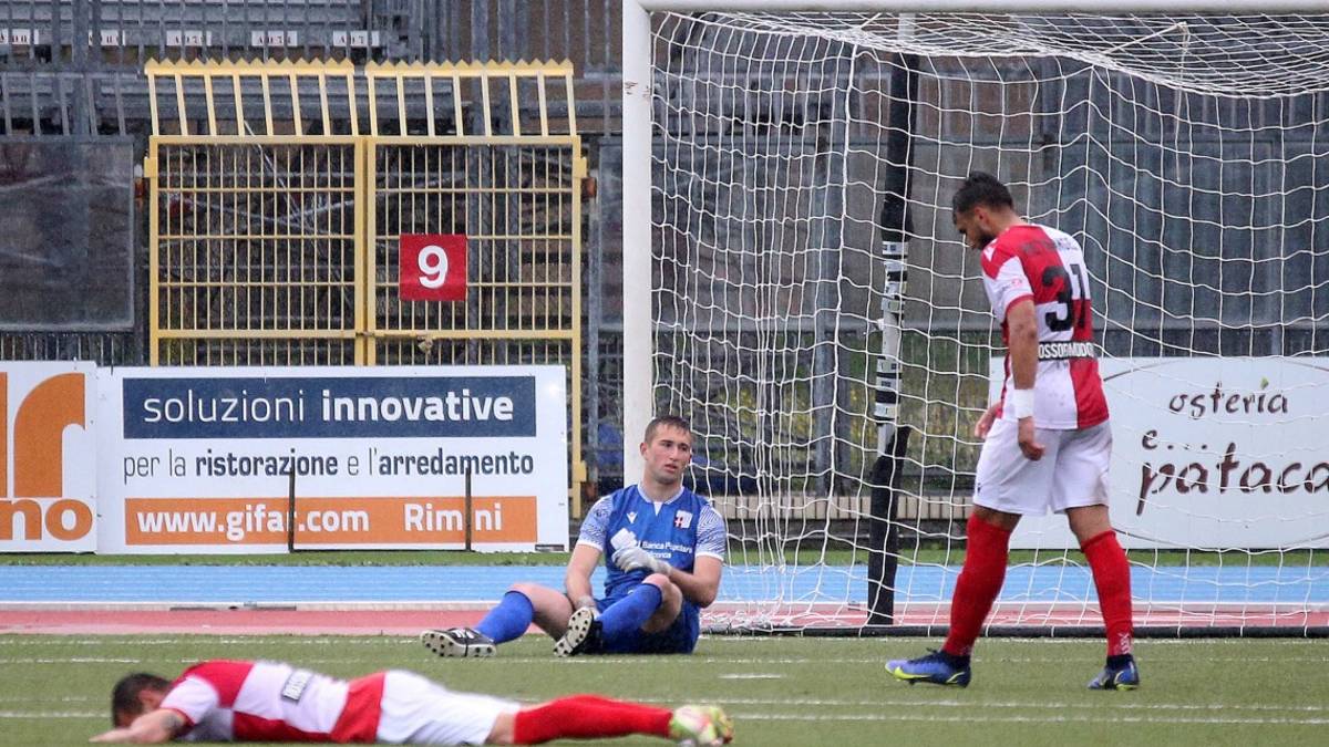 Calcio serie D, il Rimini va a picco a Carpi ma rimane al comando a +6 a 3 giornate dalla fine