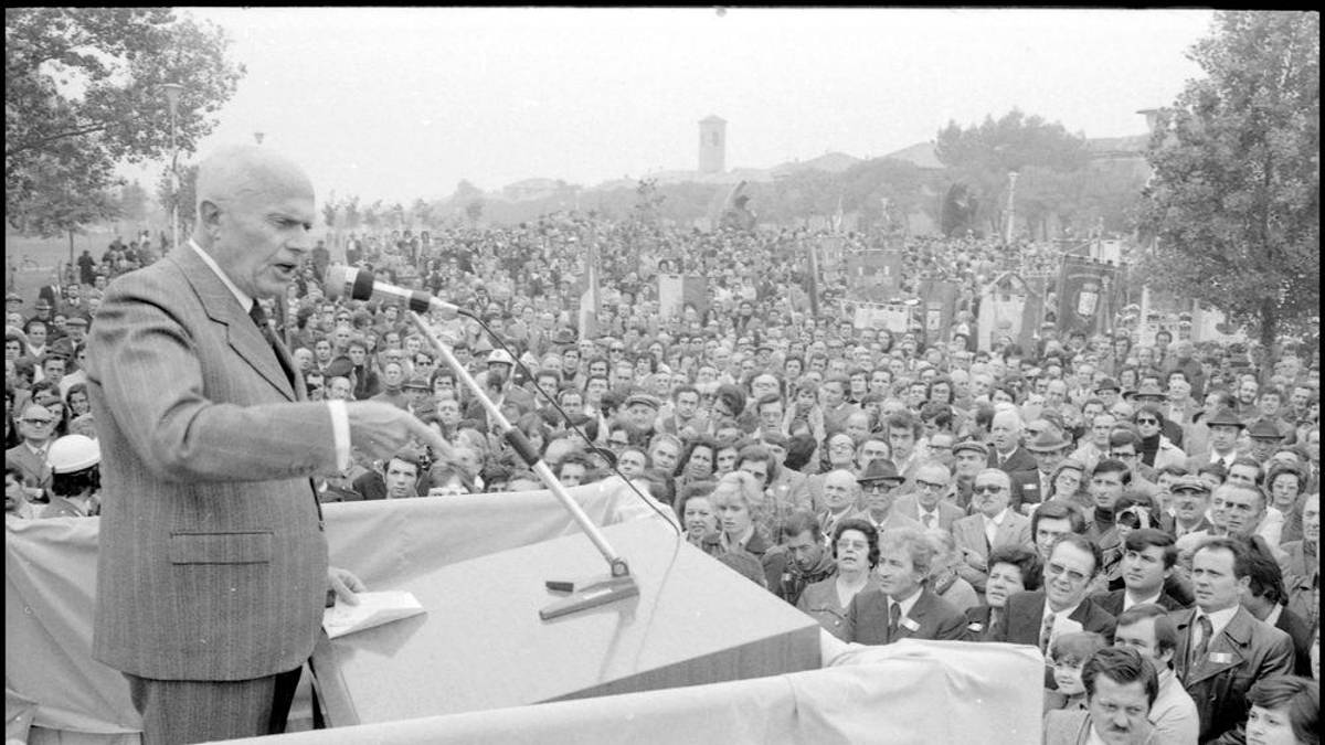 La visita del 21 ottobre 1973 di Sandro Pertini a Rimini (archivio Minghini)