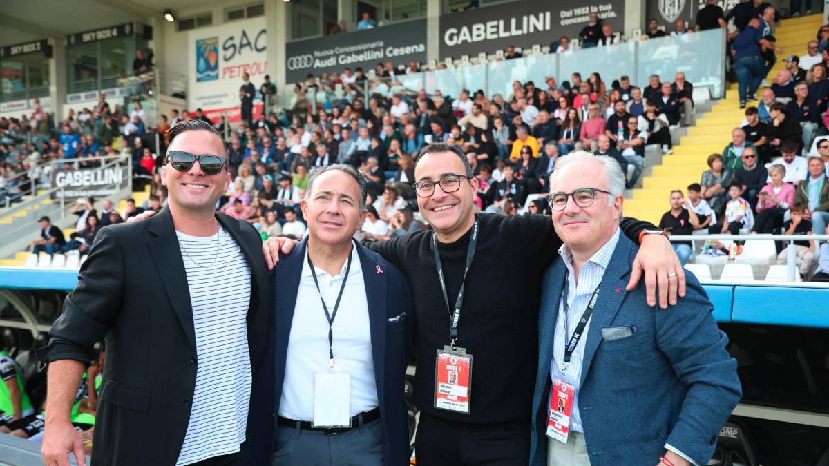 I proprietari americani del Cesena Fc: da sinistra Mike Melby, Michael Aiello, John Aiello ed Anthony Scotto (foto Zanotti)