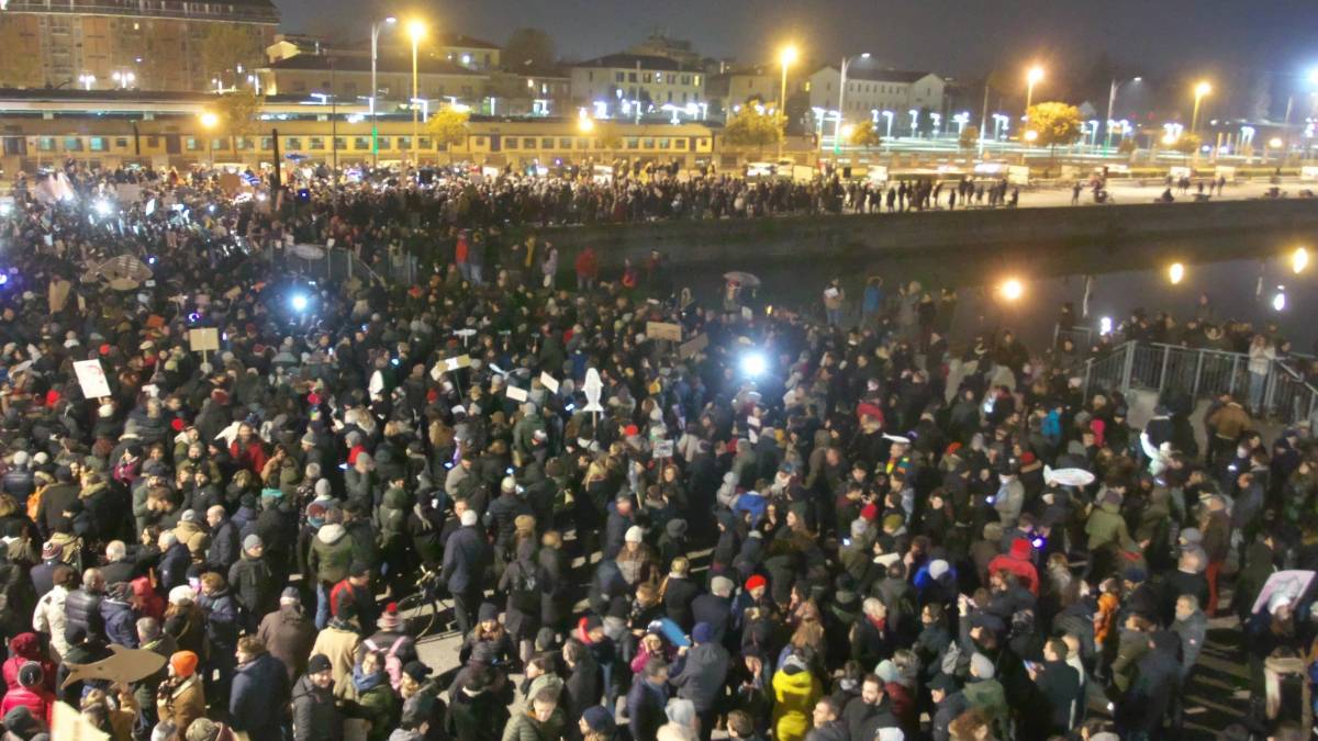 Settemila sardine in Darsena a Ravenna