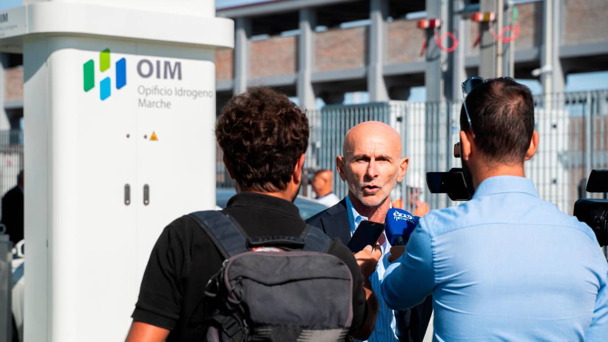 Stefano Pollarini, 64 anni, intervistato durante l’inaugurazione dell’impianto di Falconara