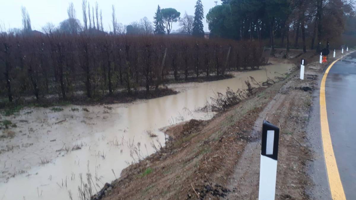 Campi allagati dopo le precipitazioni di oggi nel Ravennate