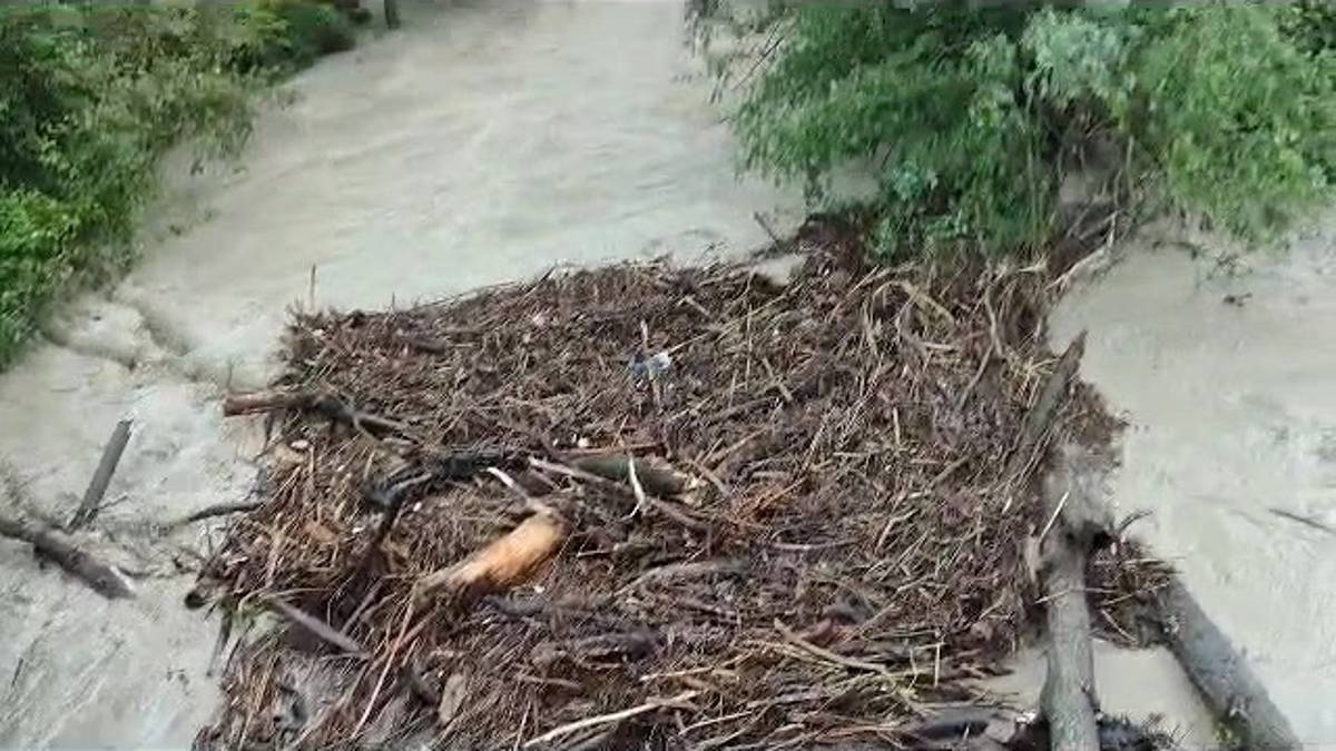 Castrocaro, il fiume Montone in piena