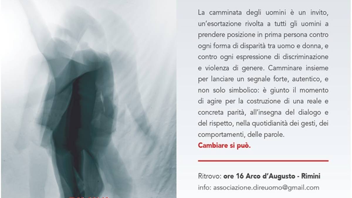 Rimini, sabato la Camminata degli uomini contro la violenza sulle donne