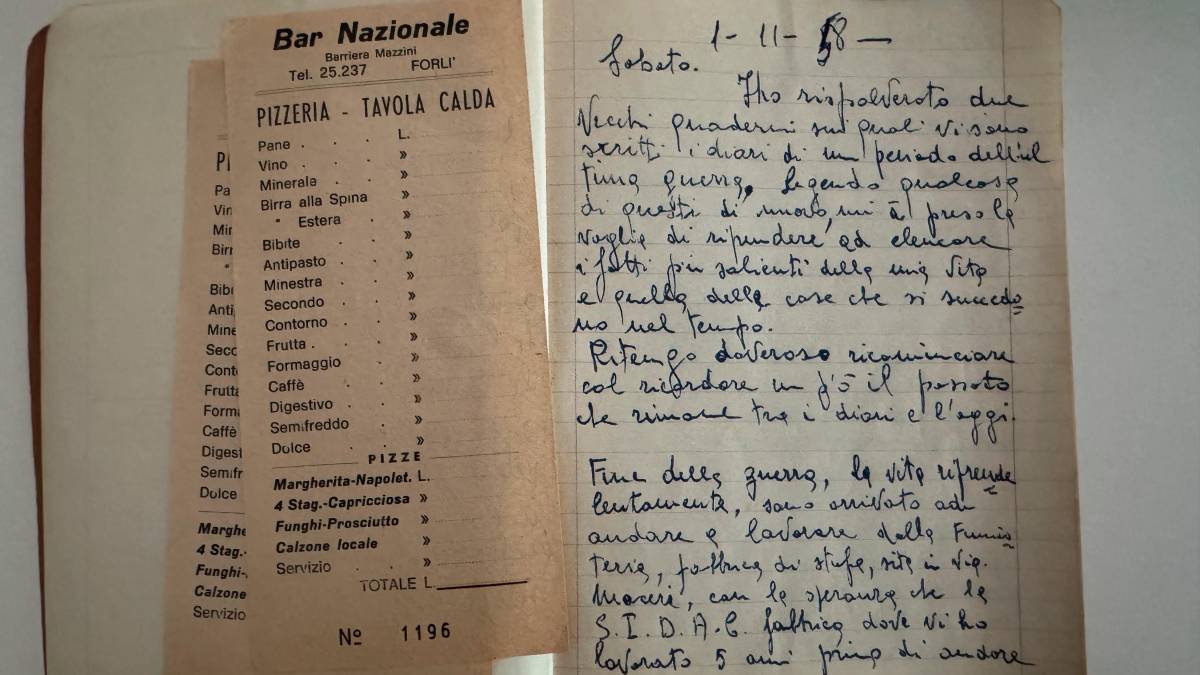 La prima pagina del diario ritrovato nell’archivio di Rifondazione Comunista, alluvionato nel 2023