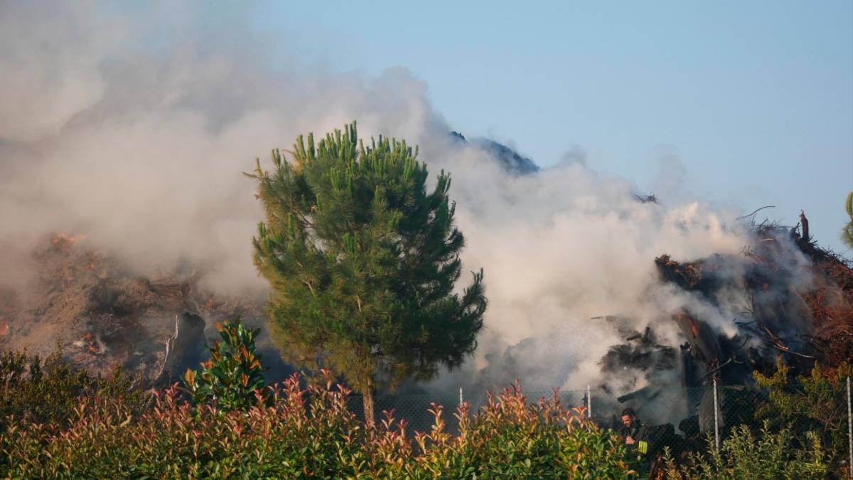 L’incendio divampato nel pomeriggio di ieri foto massimo fiorentini