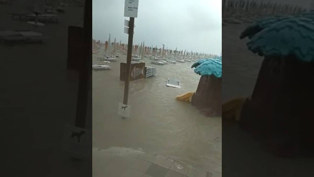 Rimini, il maltempo e l'ironia del bagnino: Il pesce della reception sta tornando in mare VIDEO