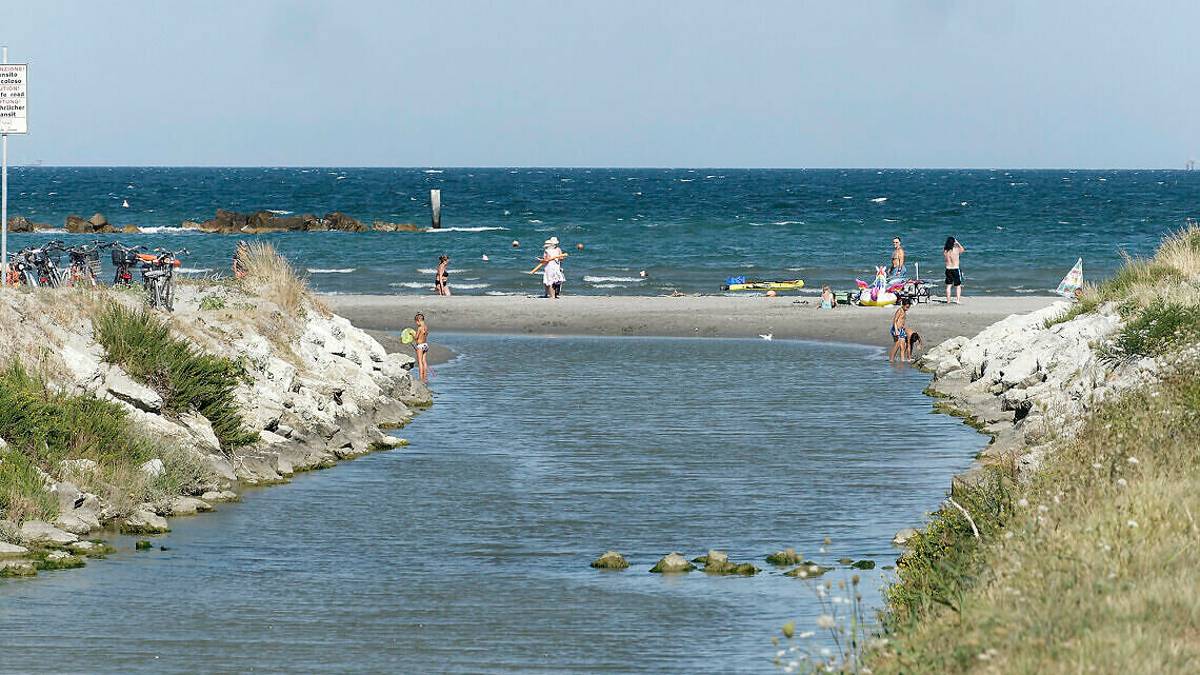 Ravenna, canale inquinato sfocia in mare. I bambini ci fanno il bagno