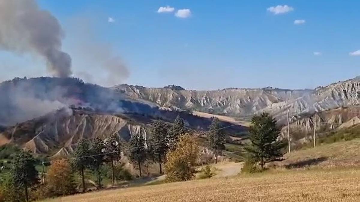 Collina in fiamme a Casalfiumanese - VIDEO