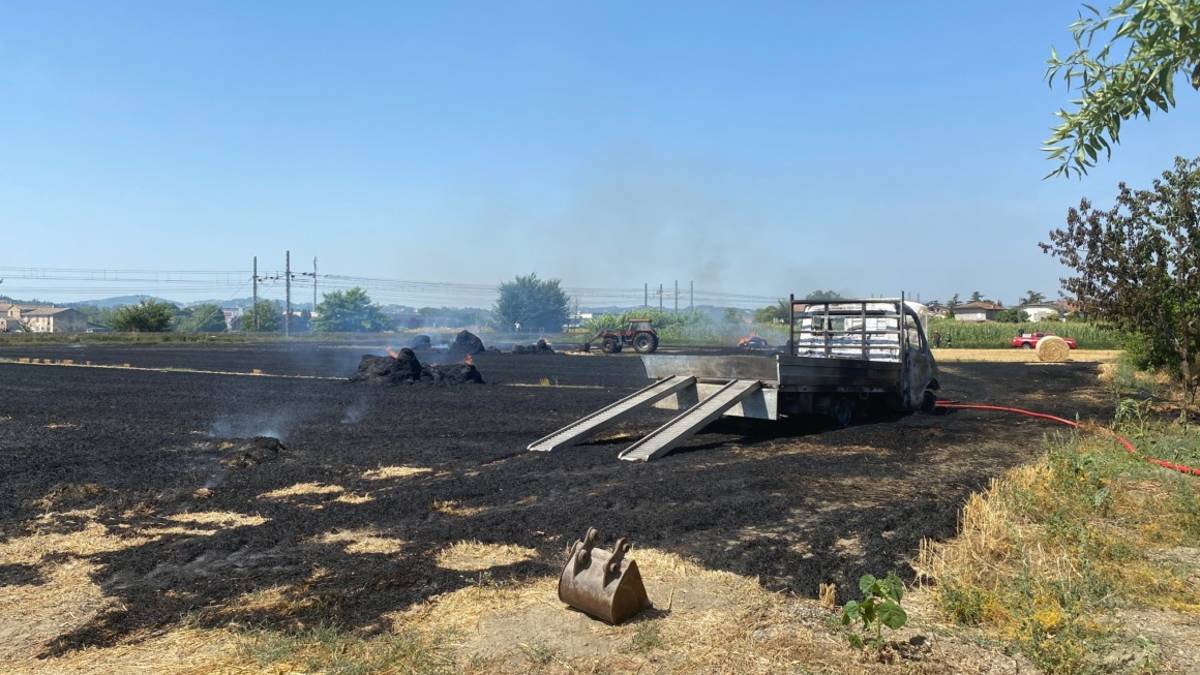 Gambettola, a fuoco un ettaro di terreno, un camion e un trattore - Gallery