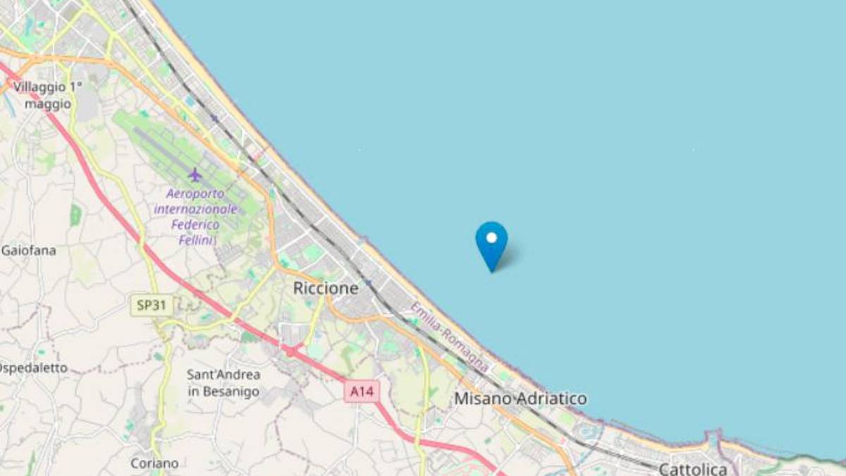 Terremoto oggi poco dopo le 23 al largo di Riccione