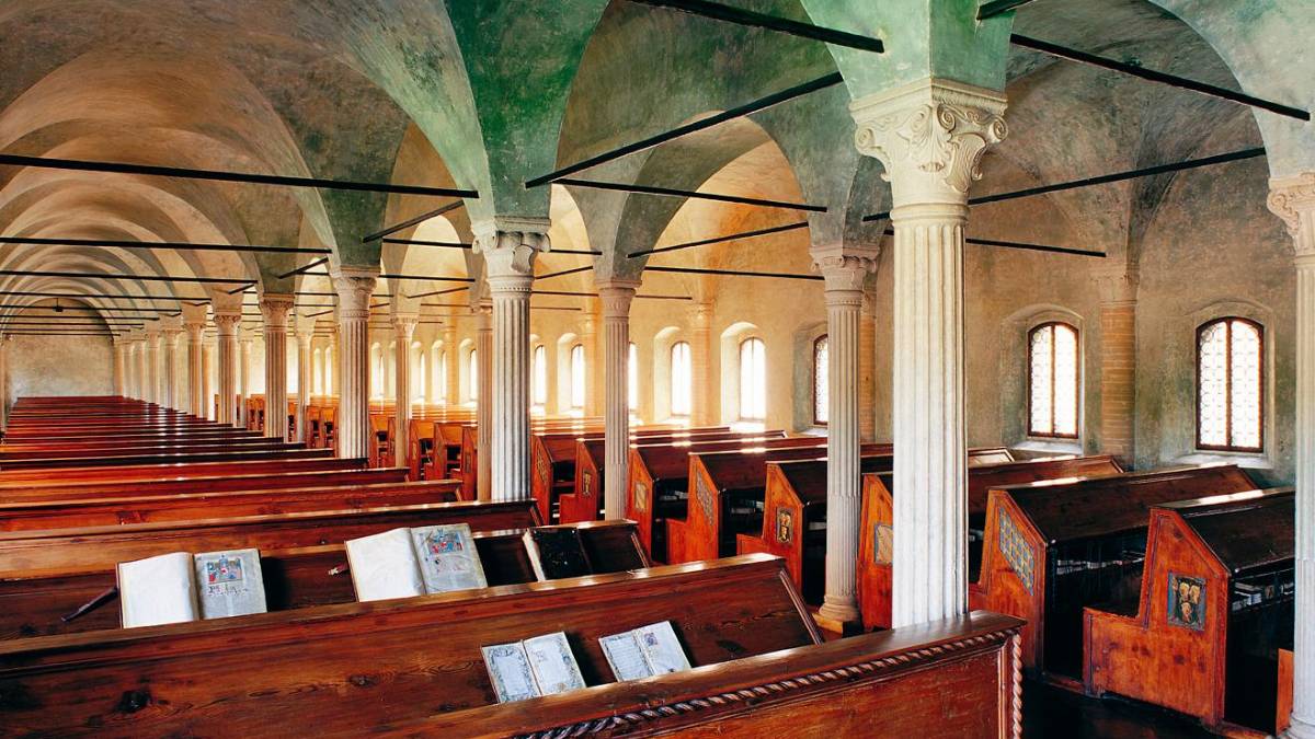 L’interno della Biblioteca Malatestiana di Cesena