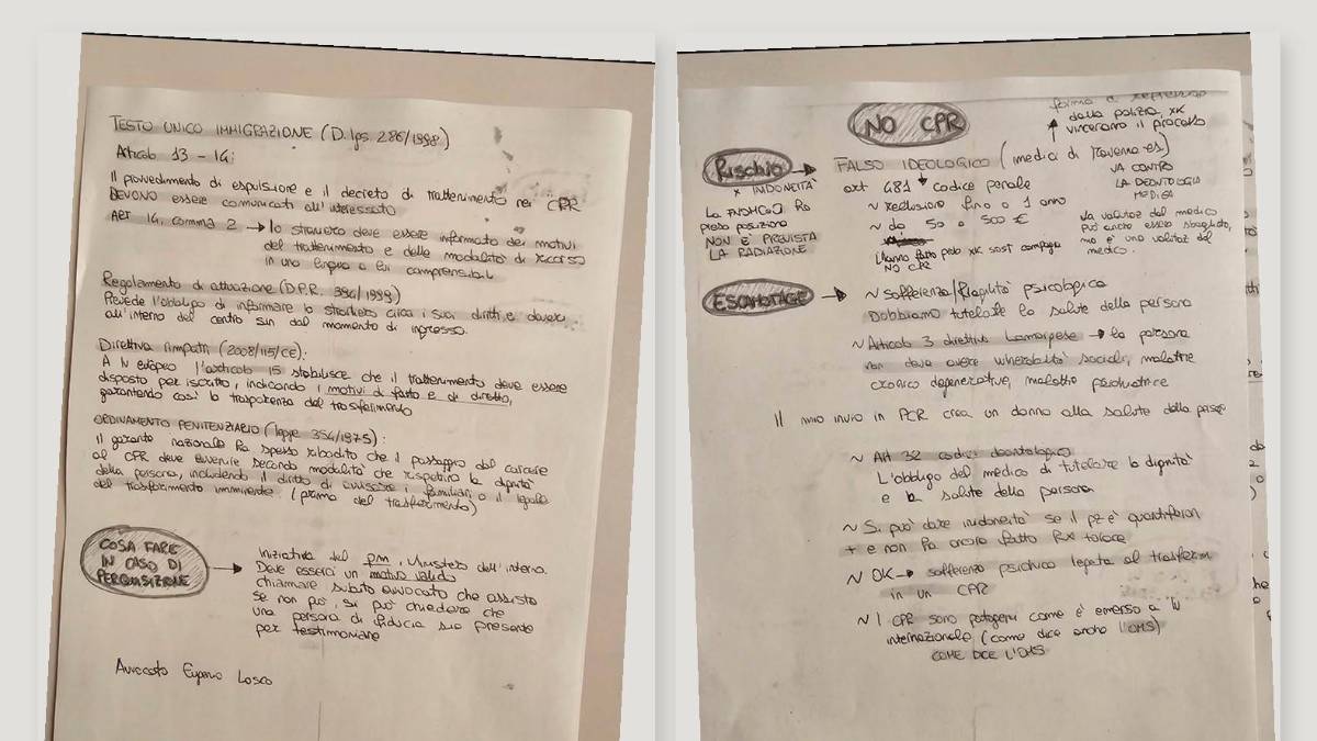 Le due pagine finite nelle mani della procura di Prato