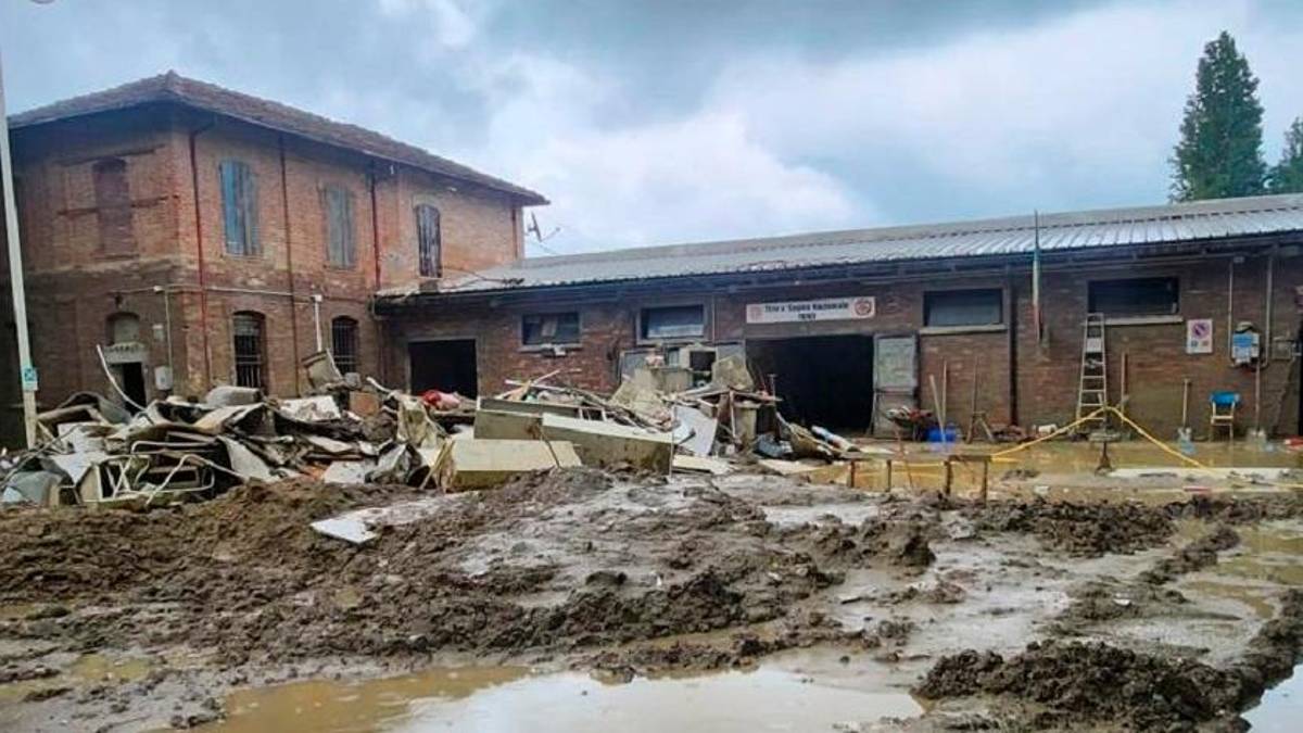L’area del complesso del Tiro a segno nazionale di Faenza dopo l’alluvione del maggio 2023