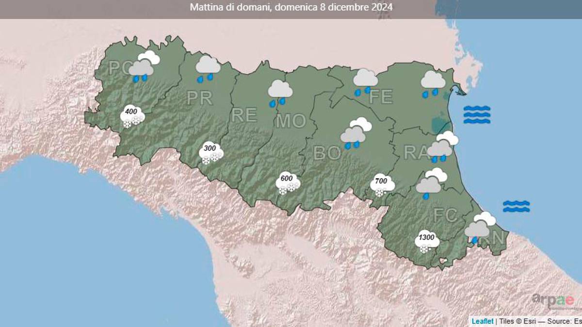 Meteo Romagna, pioggia in tutta la regione e neve sull’Appennino domenica 8 e lunedì 9 dicembre