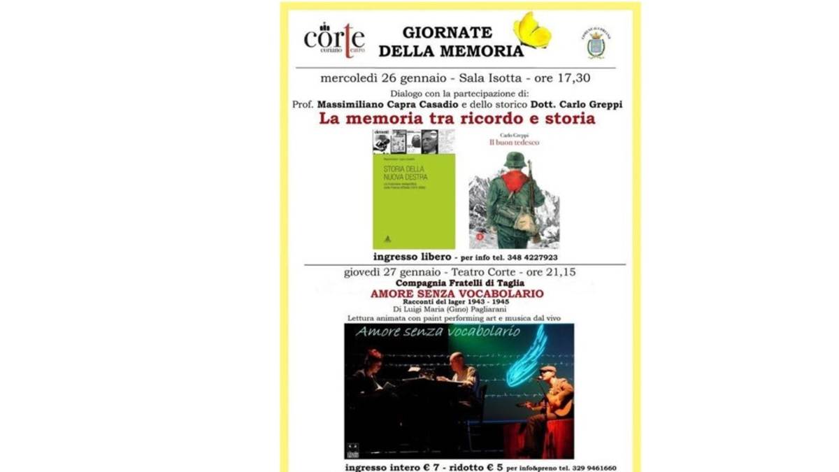 Coriano, gli appuntamenti del Giorno della Memoria
