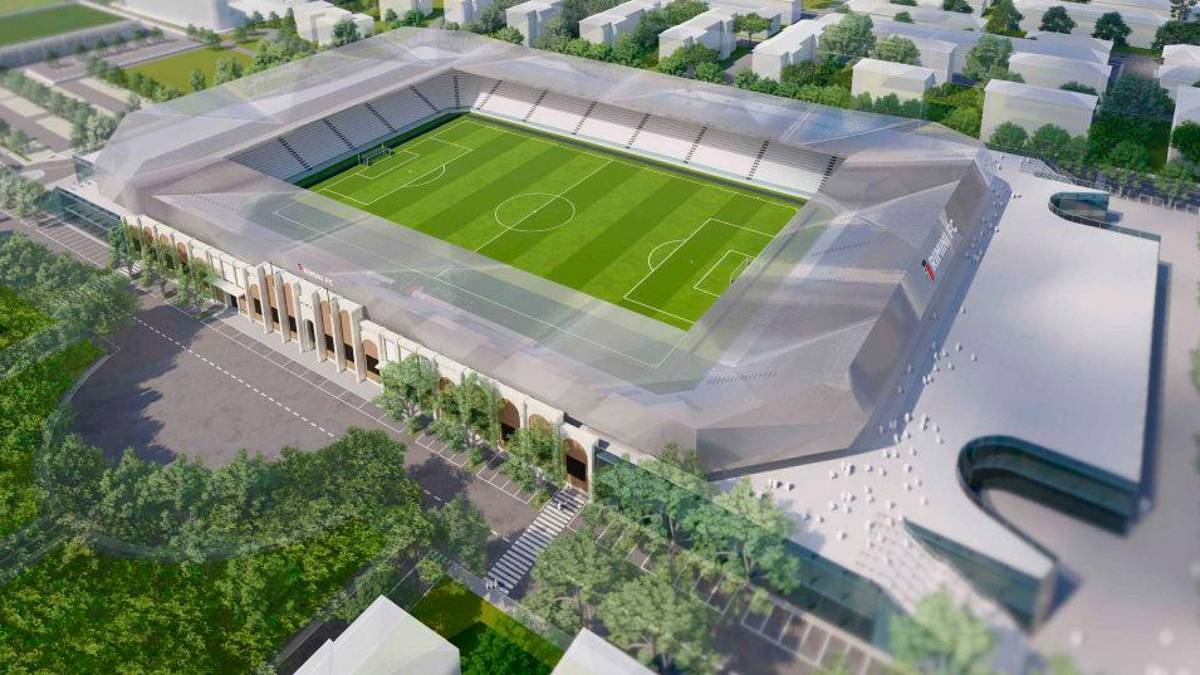 Un rendering dello stadio Neri nel progetto di Aurora immobiliare