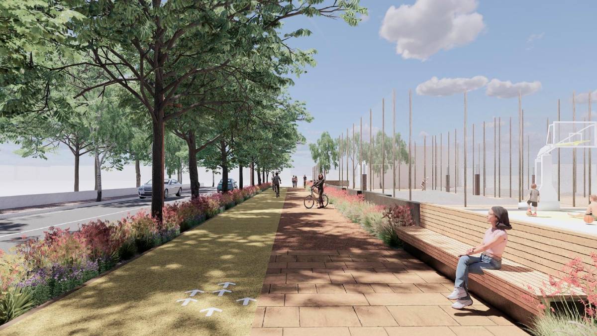 Un’immagine del rendering tratto dal progetto del Lungomare Sud
