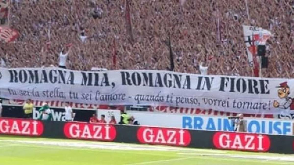 La Germania tifa per la Romagna: striscione in curva dello Stoccarda
