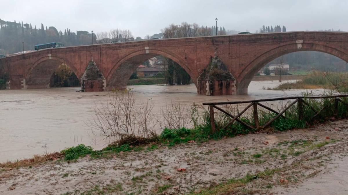 Il fiume Savio nel tratto all’altezza del Ponte Vecchio