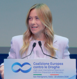 La premier Giorgia Meloni all’evento stamattina