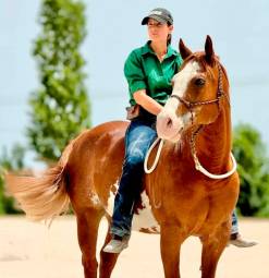 Lucia Carnevaletti in sella a un cavallo