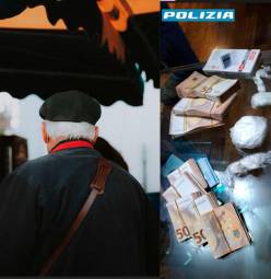 A sinistra foto d’archivio, a destra il materiale sequestrato