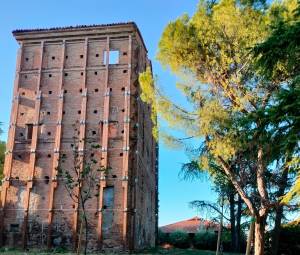 Il Palazzaccio, avvolto dai puntelli