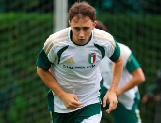 Tommaso Berti in allenamento con la Nazionale maggiore (foto Figc.it)