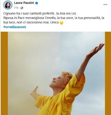Laura Pausini ricorda Ornella Vanoni: «La mia cantante preferita»