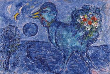 Marc Chagall, Le coq bleu, 1955-59, mosaico realizzato da Antonio Rocchi, Ravenna, MAR Museo d’Arte della città © Chagall ®
