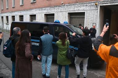 L’arrivo di Luca Spada ieri in tribunale (foto Blaco)