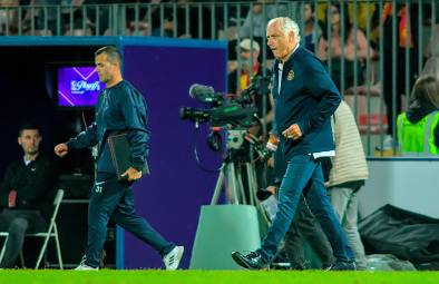 L’allenatore Andrea Mandorlini, qui con il suo vice Claudio Rivalta, ha portato il Ravenna ai quarti di finale (Fiorentini)